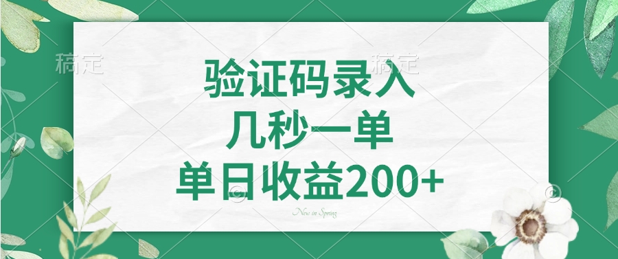 （14221期）验证码录入，几秒一单，单日收益200+-米落轻创