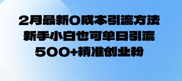 2月最新0成本引流方法，新手小白也可单日引流500+精准创业粉-米落轻创