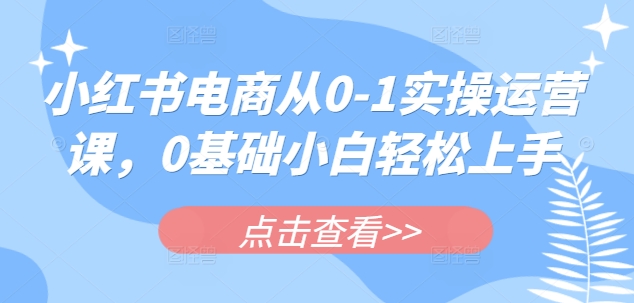 小红书电商从0-1实操运营课，0基础小白轻松上手-米落轻创