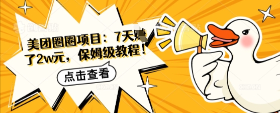 美团圈圈项目：7天挣了2w元，保姆级教程-米落轻创