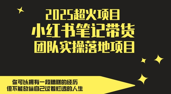 2025超火项目，副业最佳选择，小红书笔记带货团队实操落地项目，，轻松日入5张-米落轻创
