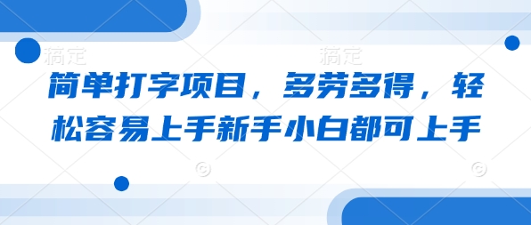 简单打字项目，多劳多得，轻松容易上手新手小白都可上手-米落轻创