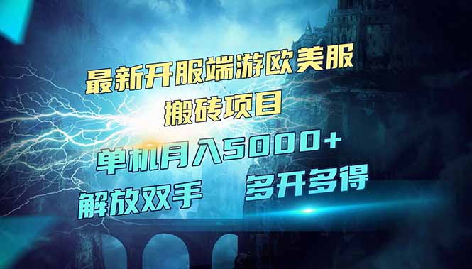 （14516期）全网热门游戏欧美服端游搬砖，最新开服，项目红利期，单机月入5000+-米落轻创