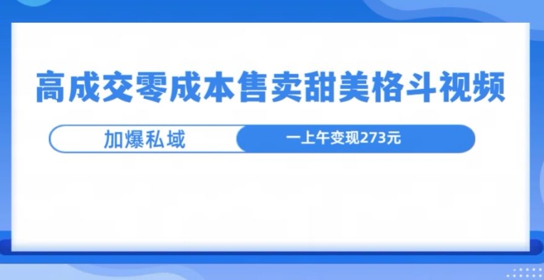 高成交零成本，售卖甜妹格斗视频，可以实现日入过k-米落轻创