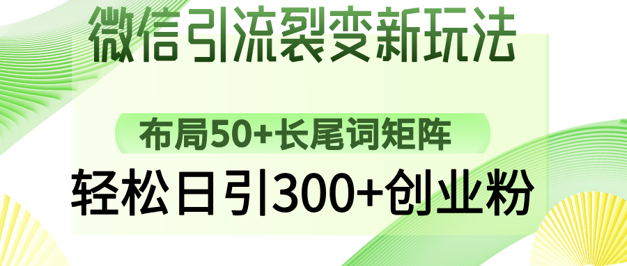 （14451期）微信引流裂变新玩法：布局50+长尾词矩阵，轻松日引300+创业粉-米落轻创