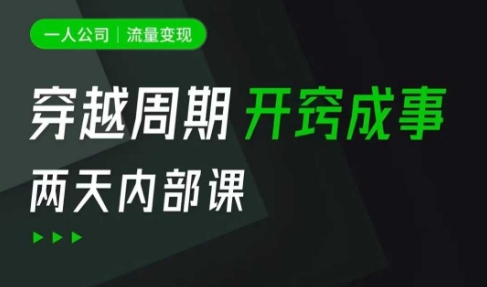 一人公司：流量变现课，一人公司的方法模型拆解， 拆解富人思维，流量思维，小老板思维等-米落轻创