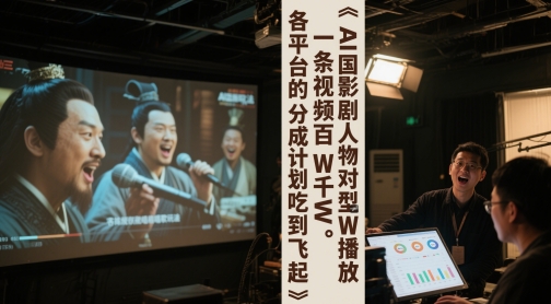 AI三国影视剧人物对口型唱歌玩法，一条视频百W千W播放，各平台的分成计划吃到飞起-米落轻创