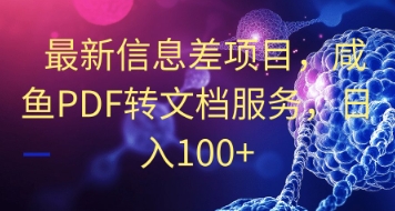 最新信息差项目，咸鱼PDF转文档服务，日入100+-米落轻创