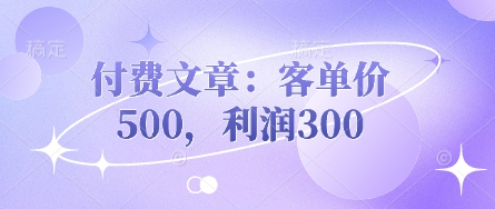 付费文章：客单价500，利润300-米落轻创