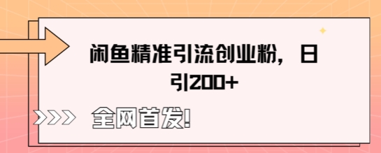 闲鱼精准引流创业粉，轻松日引200+-米落轻创