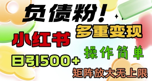 2月最新小红书日引500+负债粉，多重变现轻松过W，矩阵放大无上限-米落轻创
