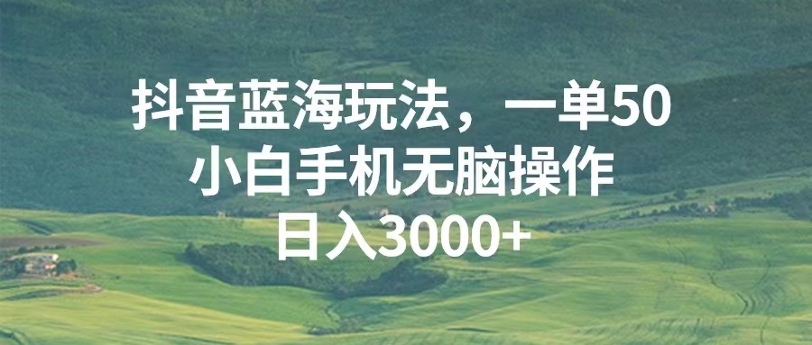 （13353期）抖音蓝海玩法，一单50，小白手机无脑操作，日入3000+-米落轻创