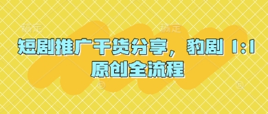 短剧推广干货分享，豹剧 1:1原创全流程-米落轻创