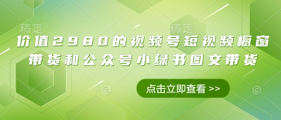 价值2980的视频号短视频橱窗带货和公众号小绿书图文带货-米落轻创