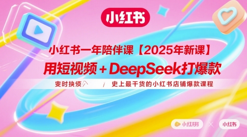 小红书一年陪伴课【2025年新课】，用短视频+deepSeek打爆款，史上最干货的小红书店铺爆款课程-米落轻创