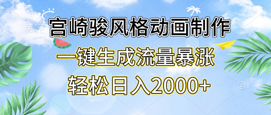 （13386期）宫崎骏风格动画制作，一键生成流量暴涨，轻松日入2000+-米落轻创