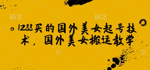 1288买的国外美女起号技术，国外美女搬运教学-米落轻创