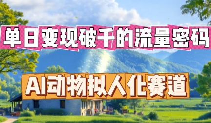 单日变现破k的流量密码，AI动物拟人化赛道-米落轻创
