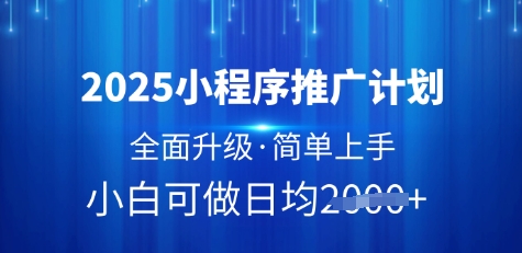 2025小程序推广计划，全面升级，简单上手，日均多张【揭秘】-米落轻创