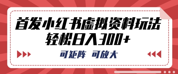 首发小红书虚拟资料玩法，可矩阵，可放大，轻松日入3张-米落轻创