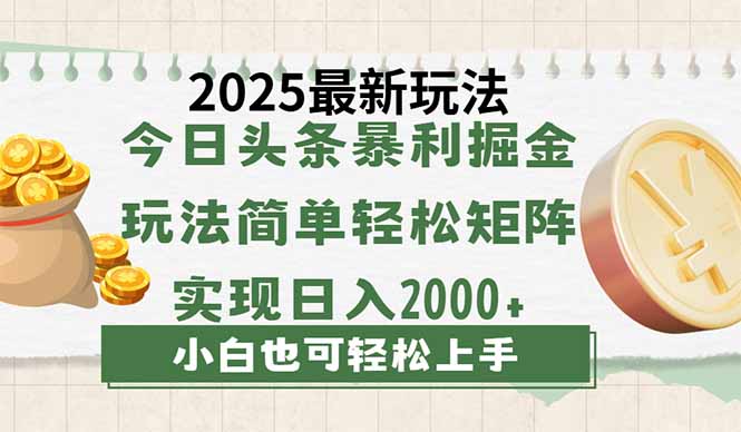 （14120期）今日头条2025最新玩法，思路简单，复制粘贴，轻松实现矩阵日入2000+-米落轻创