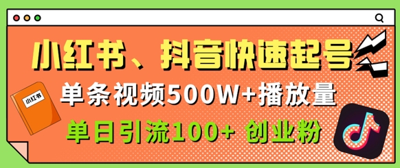 小红书、抖音、快手快速起号，单条视频500w播放量，单日引流100+创业粉-米落轻创