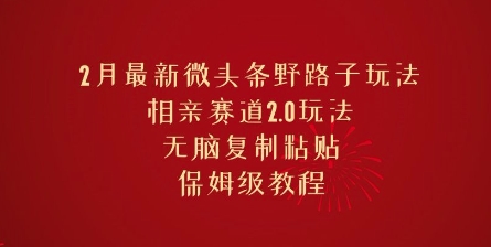 2月最新微头条野路子玩法，相亲赛道2.0玩法，无脑复制粘贴，保姆级教程-米落轻创