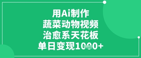 用Ai制作蔬菜动物视频，治愈系天花板，单日变现1k-米落轻创