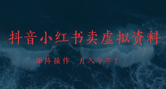 抖音小红书卖虚拟资料，市场需求一直存在，矩阵操作，月入1w+-米落轻创