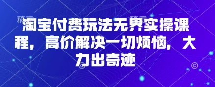 淘宝付费玩法无界实操课程，高价解决一切烦恼，大力出奇迹-米落轻创
