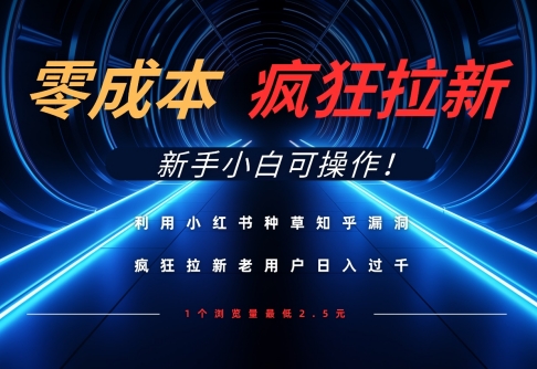 利用小红书种草知乎漏洞，零成本疯狂拉新日入数张，新手小白可操作-米落轻创