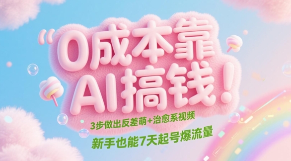 0成本靠AI搞钱！3步做出反差萌+治愈系视频，新手也能7天起号爆流量-米落轻创