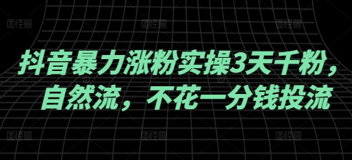 抖音暴力涨粉实操3天千粉，自然流，不花一分钱投流，实操经验分享-米落轻创