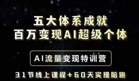 五大体系成就百万变现AI超级个体- AI流量变现特训营，一步一步教你一个人怎么年入百W-米落轻创