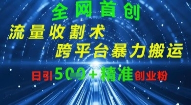全网流量收割术：跨平台暴力搬运，日引500+精准创业粉-米落轻创