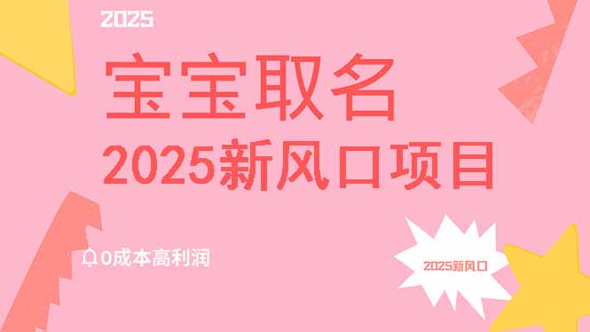 （14593期）2025新风口项目宝宝取名，0成本高利润，附保姆级教程，月入过万不是梦-米落轻创