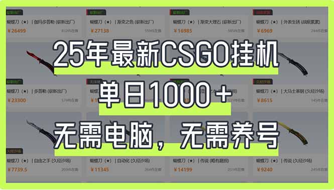 （14178期）25年最新CSGO挂机系统，单日1000+，无需电脑，无需养号，0基础可上手-米落轻创