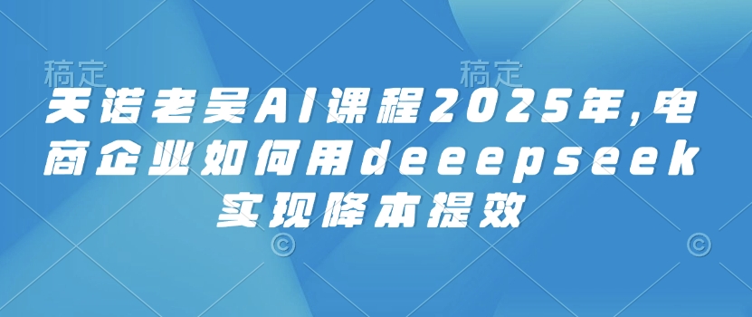 天诺老吴AI课程2025年，电商企业如何用deeepseek实现降本提效-米落轻创