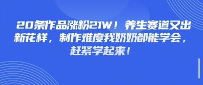 20条作品涨粉21W！养生赛道又出新花样，制作难度我奶奶都能学会，赶紧学起来-米落轻创