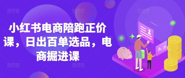 小红书电商陪跑正价课，小红书官方认证电商讲师教学，日出百单选品，电商掘进课-米落轻创