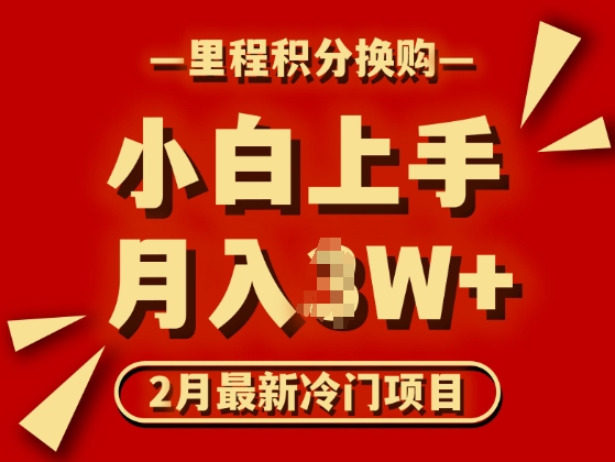 2月最新冷门项目，里程积分兑换机票项目，月入过W-米落轻创