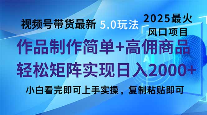 （14191期）视频号带货最新5.0玩法，作品制作简单，当天起号，复制粘贴，轻松矩阵…-米落轻创