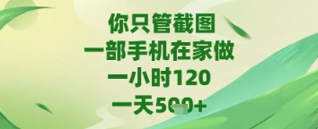 你只管截图，一部手机在家做，苹果安卓都可以，一天5张+【揭秘】-米落轻创