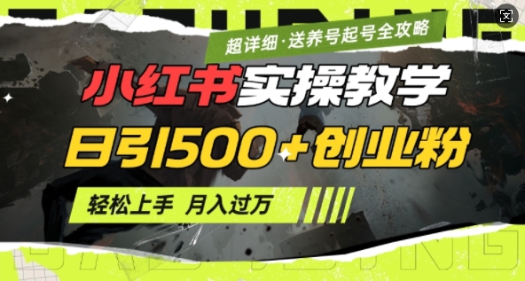 2月小红书最新日引500+创业粉实操教学【超详细】小白轻松上手，月入1W+，附小红书养号起号SOP-米落轻创