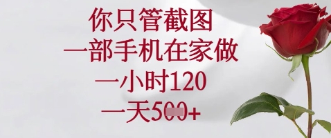 你只管截图，一部手机在家做，苹果安卓都可以，一小时120，一天5张+【揭秘】-米落轻创