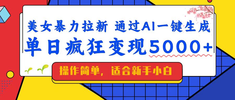 （14347期）美女暴力拉新，通过AI一键生成，单日疯狂变现5000+，纯小白一学就会！-米落轻创