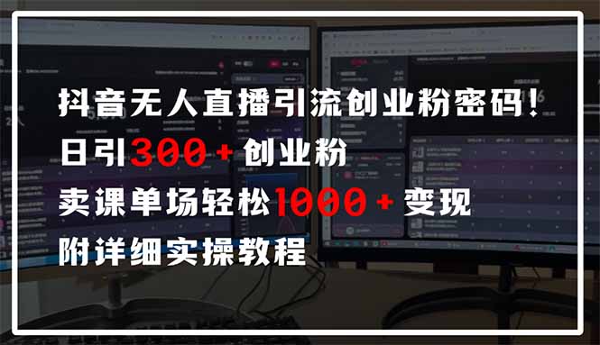 （14564期）抖音无人直播引流密码！日引300+创业粉 单场轻松1000+变现 附详细实操教程-米落轻创