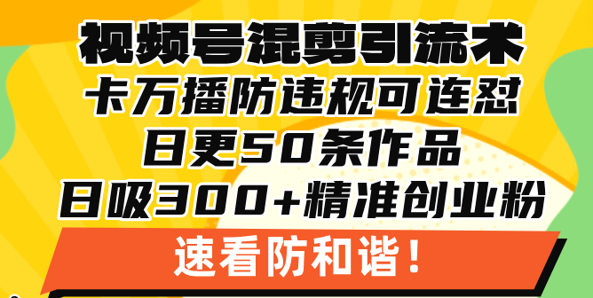 （13400期）视频号混剪引流技术，500万播放引流17000创业粉，操作简单当天学会-米落轻创