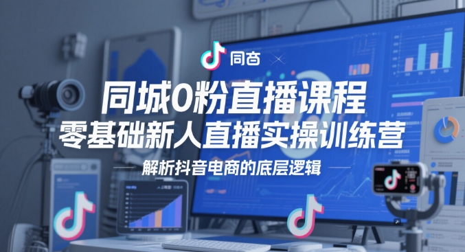同城0粉直播课程，零基础新人直播实操训练营，解析抖音电商的底层逻辑-米落轻创