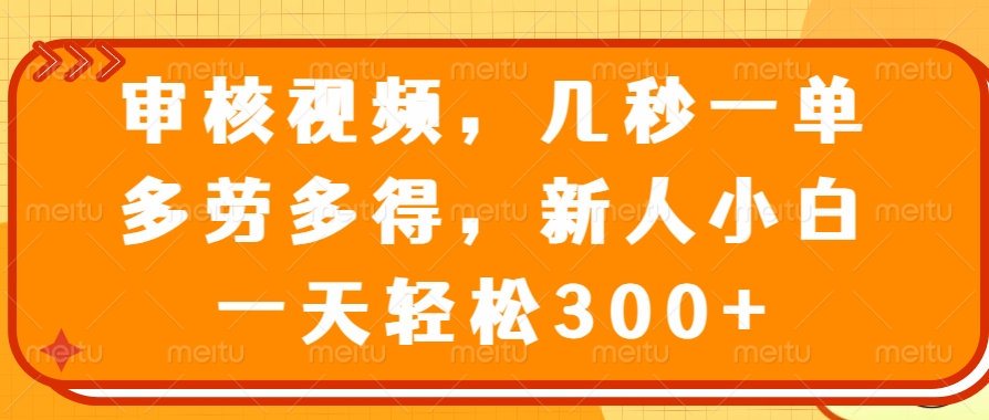 （14294期）审核视频，几秒一单，多劳多得，新人小白一天轻松300+-米落轻创